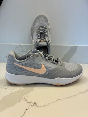 Nike Gray Sneakers with Pale Pink Swoosh